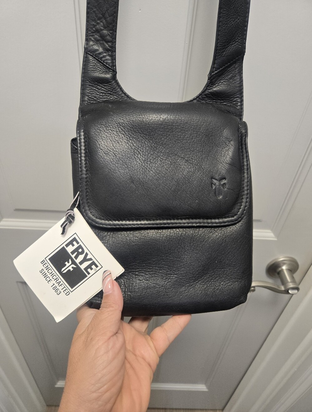 Frye Black Leather Organizer Crossbody Bag